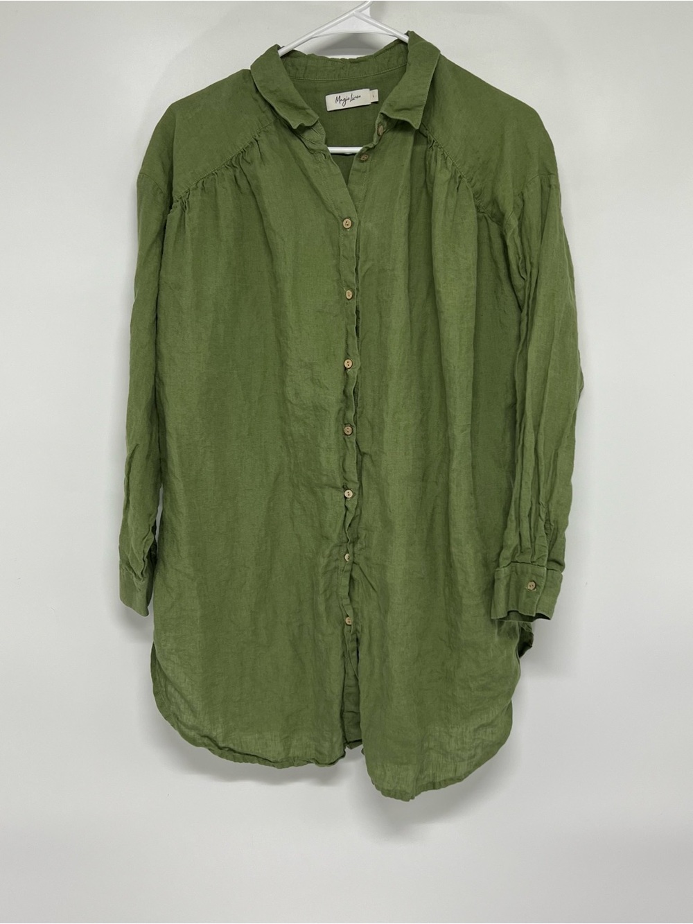 Magic linen women’s button down tunic shirt large